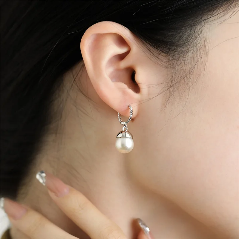 New 925 Sterling Silver Drop Earrings Hoop Pearl Vintage Irregular Golden For Women Girl Gift Fashion Jewelry Dropship Wholesale