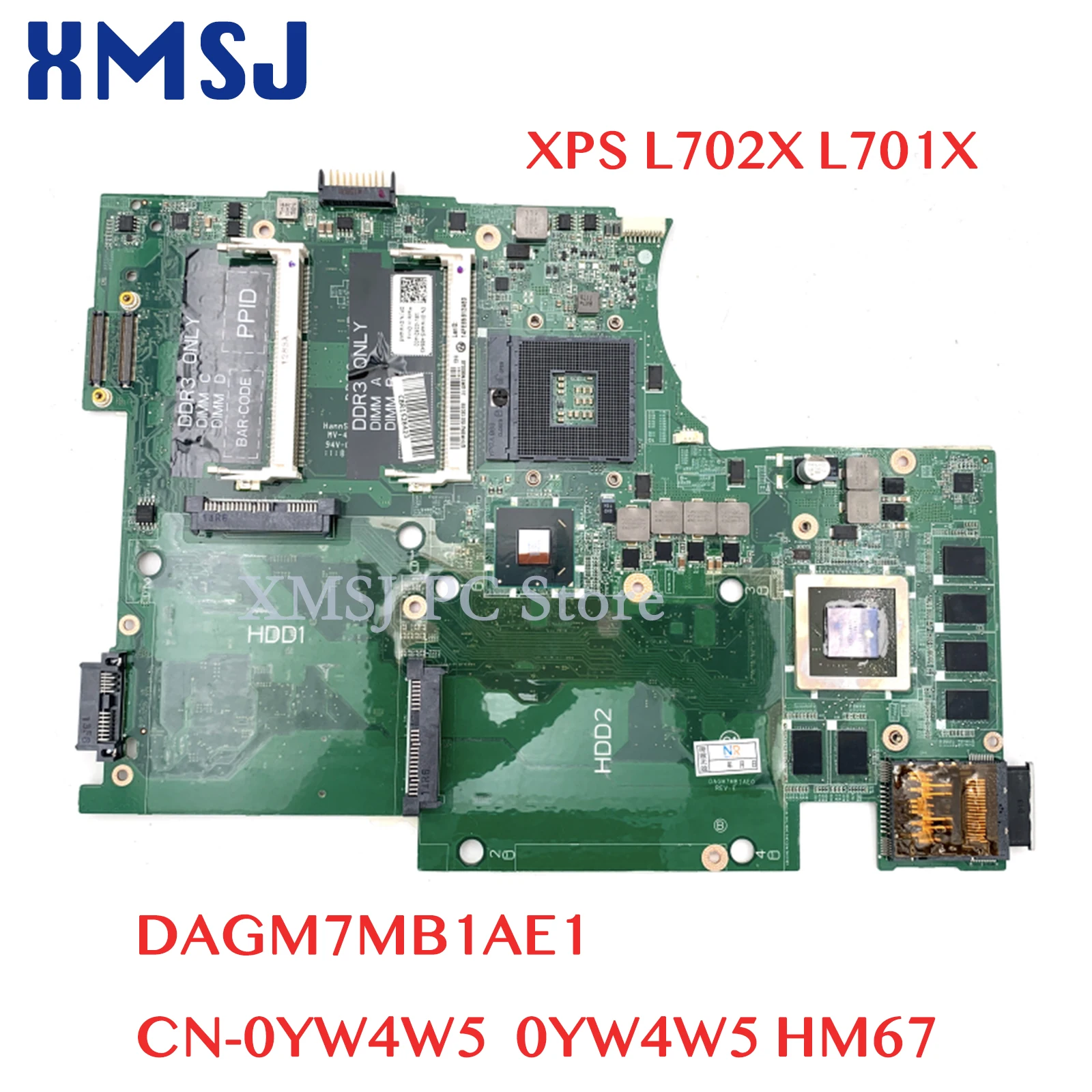 

XMSJ For Dell XPS L702X L701X Laptop Motherboard DAGM7MB1AE1 CN-0YW4W5 0YW4W5 HM67 GT555M GPU Main Board Full Test