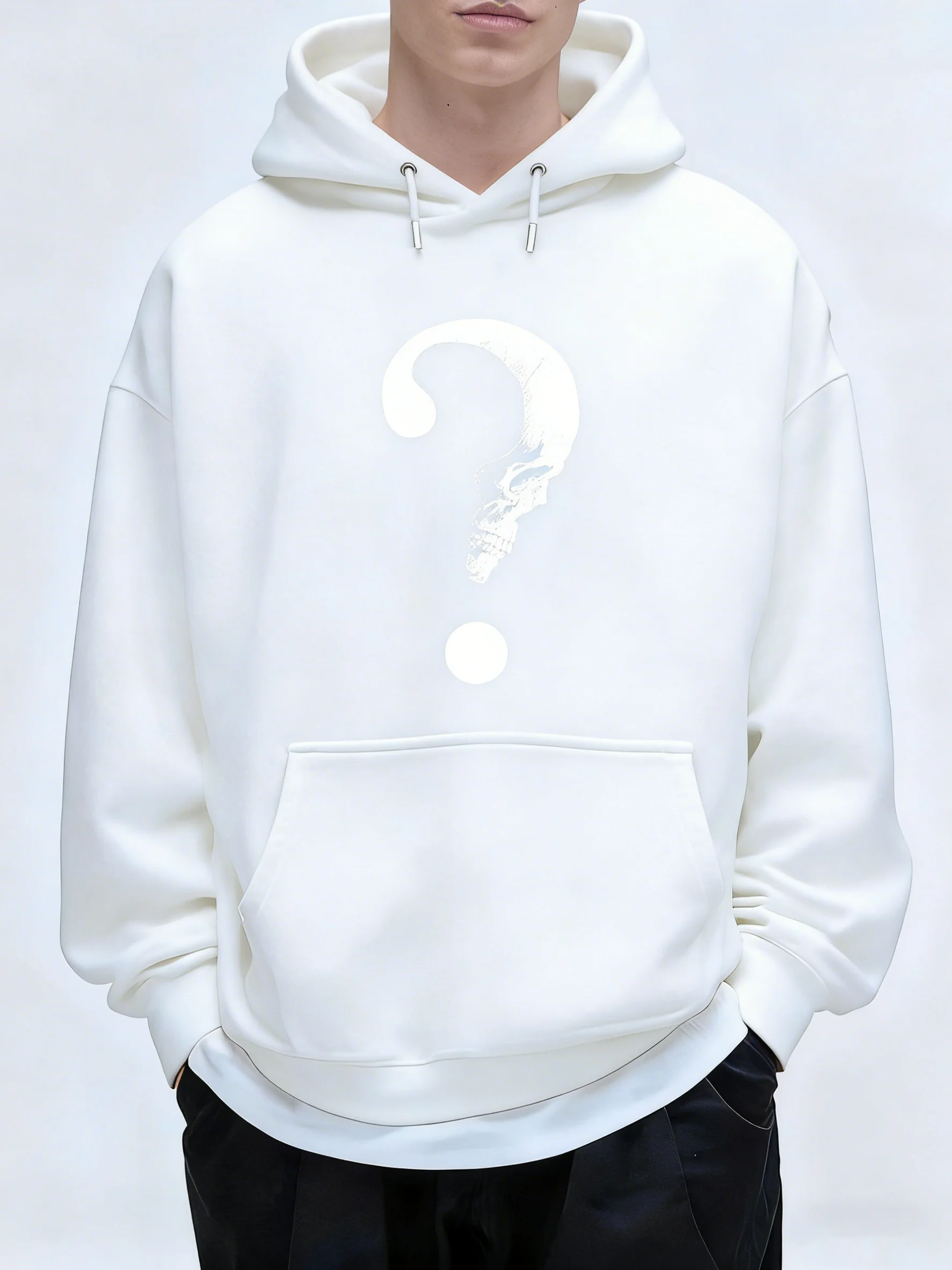 Men's Signature Question Mark Skull Print Hoodie