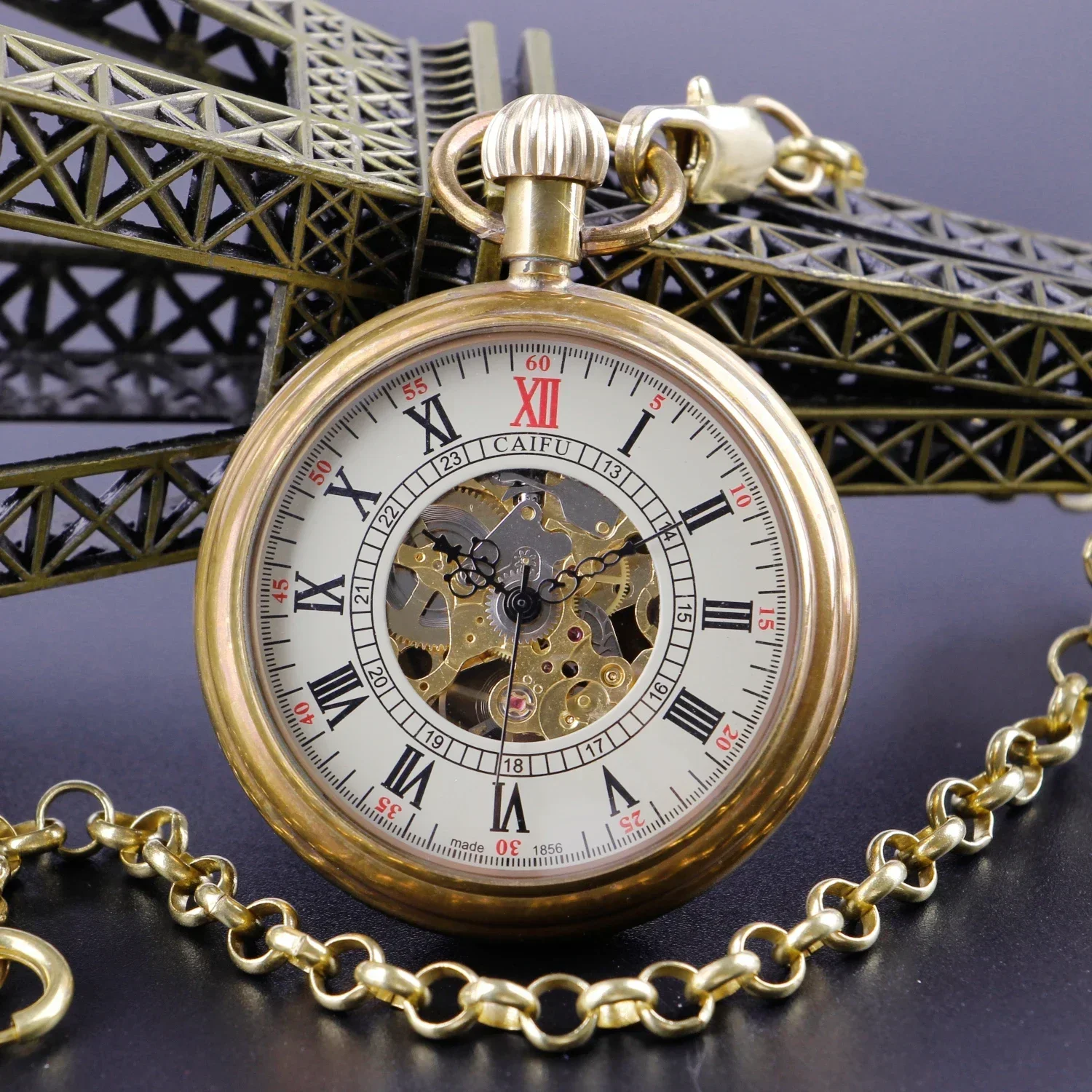 New Antique Roman Numerals Display Self Winding Mechanical Pocket Watch Vintage Pendant Clock Gentlemen Pocket Clock Gifts