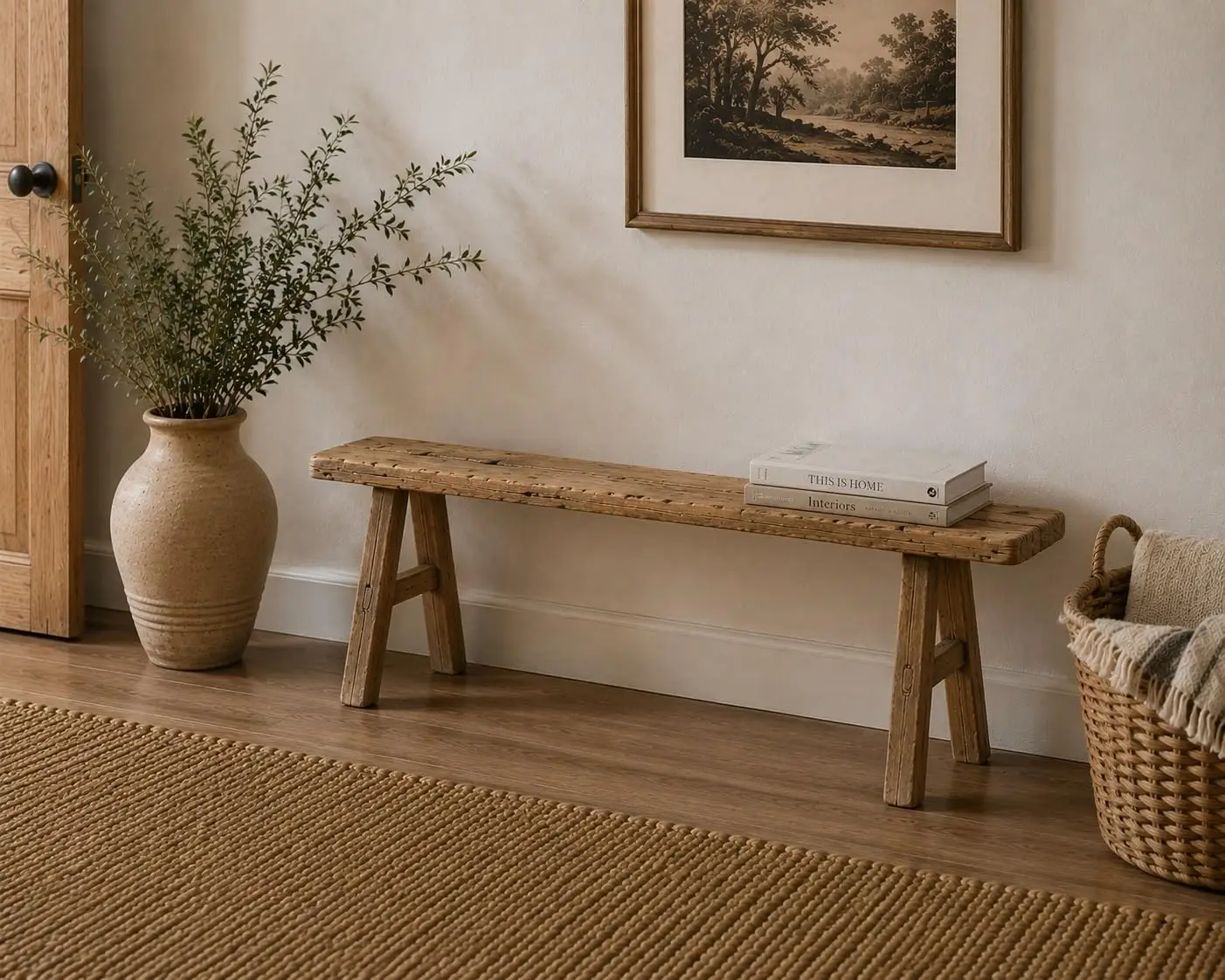 Vintage Wooden Bench 5-5.5ft Weathered Natural Finish Indoor Outdoor Patio Garden Entryway Furniture, Customized