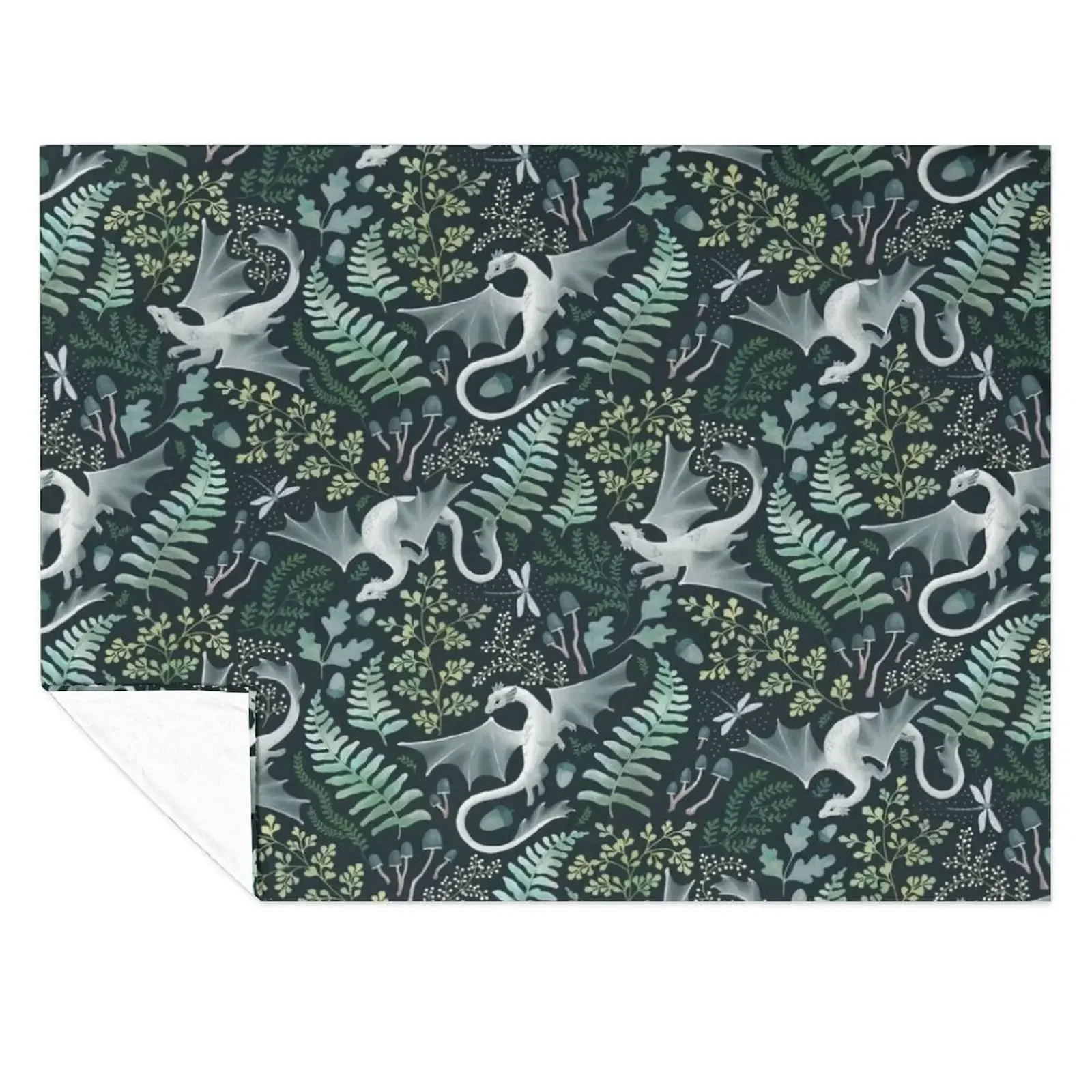 

Forest dragons in shades of green on a dark green background Throw Blanket Hair Summer Beddings Furry Thermal Blankets