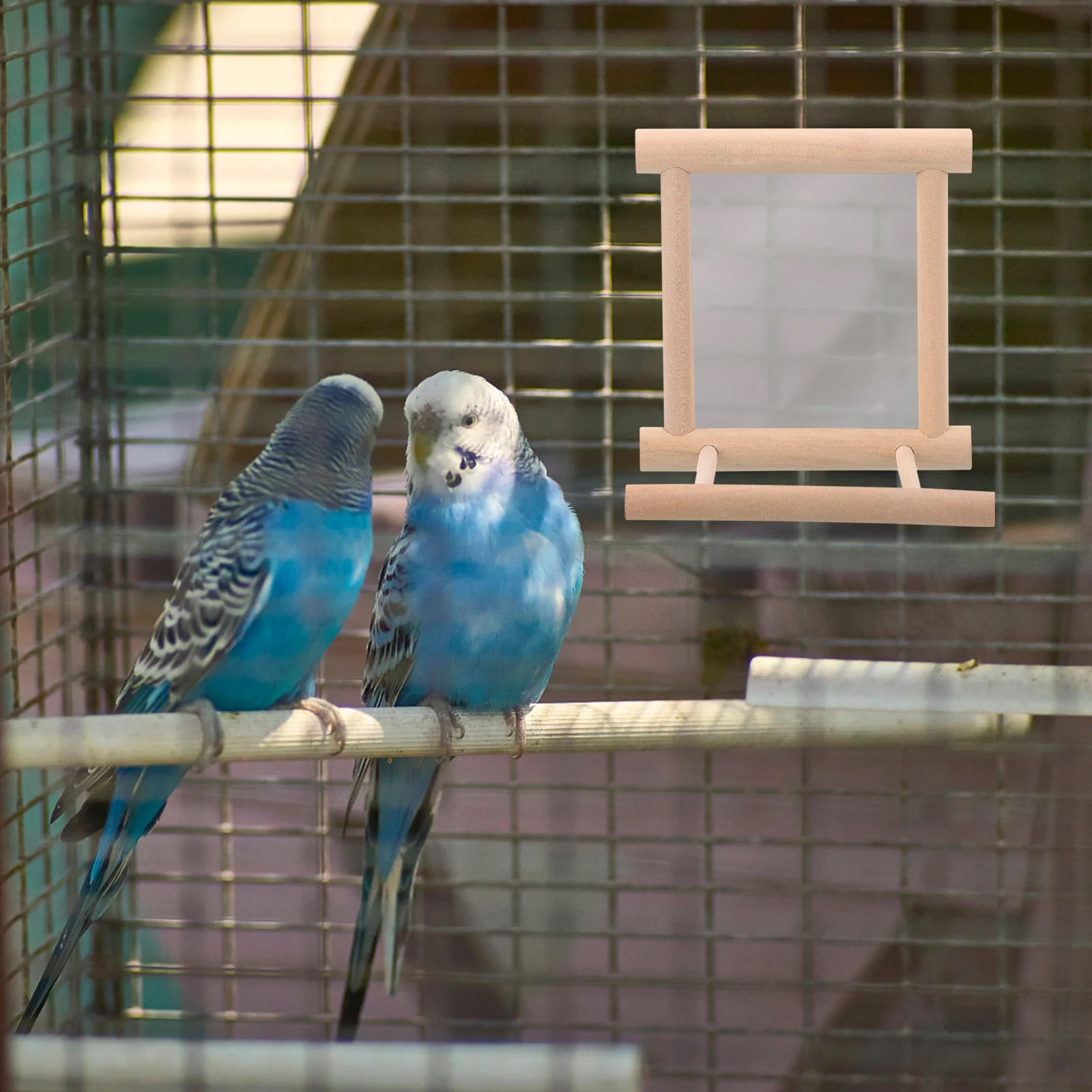 

Bird Cage Stand Mirror Wooden Parrot Perch For Cockatiels Conures Training Exercise Rack Durable Bird Perch For Cage