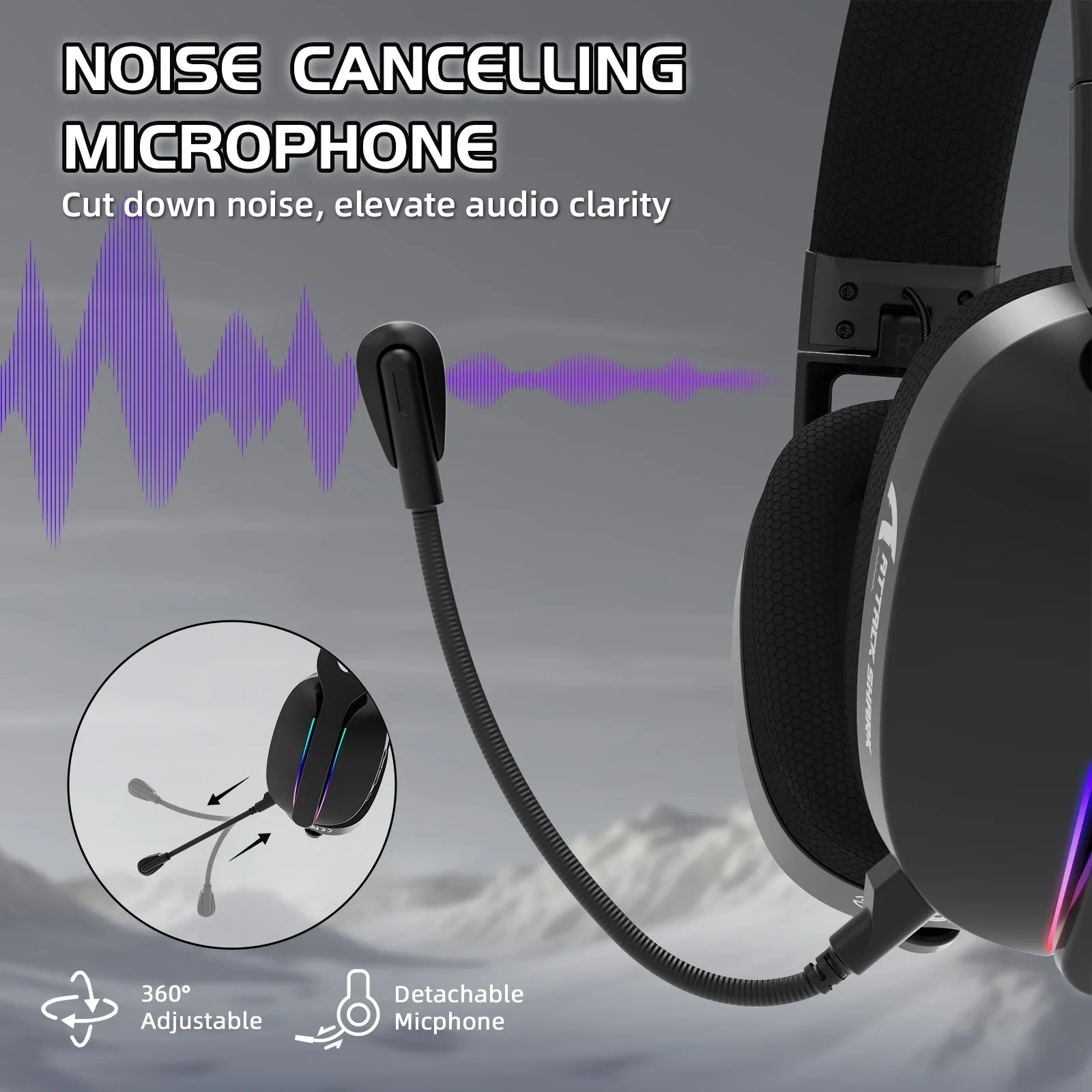 عرض ساخن سماعة ألعاب ATTACK SHARK L90 ثلاثية الوضع قابلة للطي، خفيفة للغاية، ميكروفون قابل للفصل لإلغاء الضوضاء، RGB، 500 مللي أمبير في الساعة