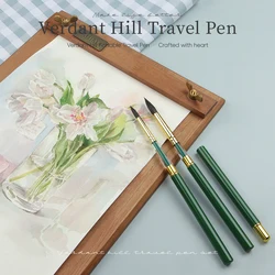 SeamiArt 1PC Verdant Hill Travel Pen Portable DivIsible Short Green Handle Painting Brush For Watercolor Nail Art Supplies