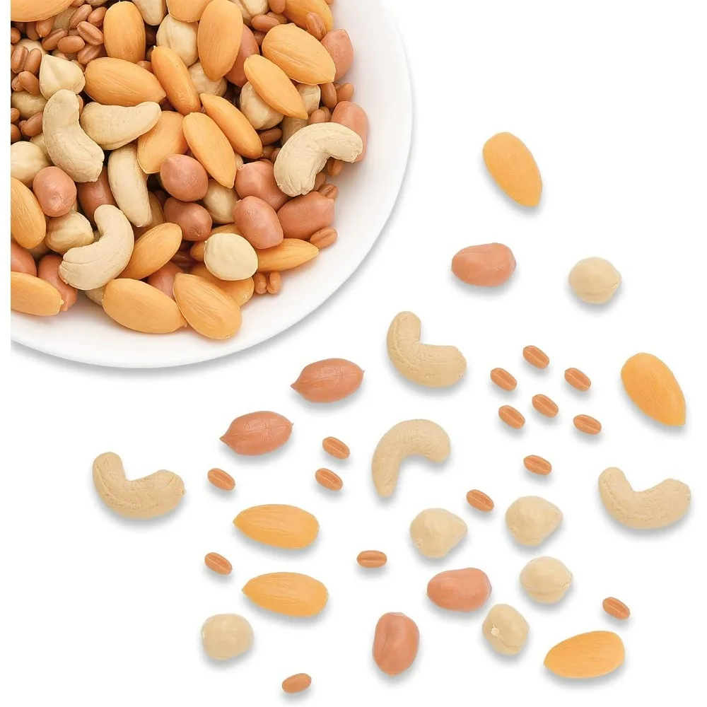 522Pcs 5 Style Artificial Lifelike Nuts Decoration Realistic Fake Wheat Hazelnuts Peanuts Cashews Almonds Simulation making kit