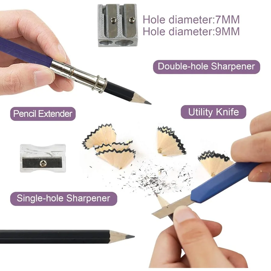 Tavolozza Drawing Art Pencils Set 34 Pack Professional Drawing and Sketch Pencil Set in Soft-Sided Art Portfolio Storage Bags f