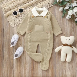 Autumn Baby Clothes Sets Knit Infant Boy Girl Sweater Long Sleeve+Romper Sleeveless Newborn Kid Pullover+Jumpsuit Foot Wrap 0-9M