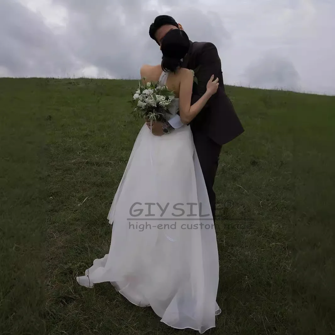 GIYSILE Customized Chiffon Wedding Dresses Strapless A Line Maxi Korea Bride Gowns Elegant Simple Bridal Dresses robe de mariage