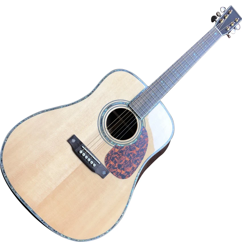 

41 inch real abalone D type acoustic guitar, fir solid top ebony fingerboard OEM custom guitar