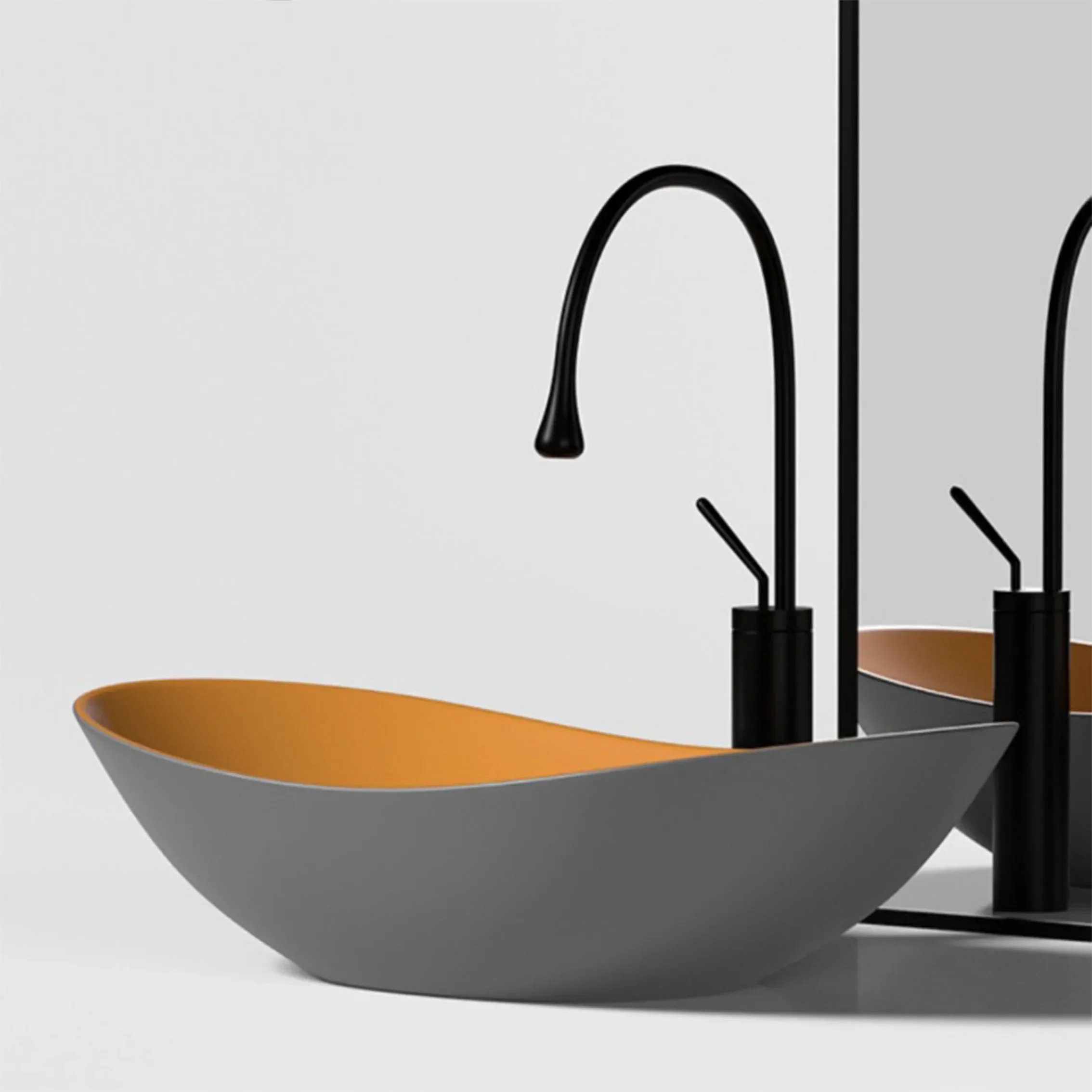 Nordic Style Gray-Orange Ingot Countertop Sink Bathroom Washbasin With Faucet Drainer And Drain Pipe Size 610*360*160mm