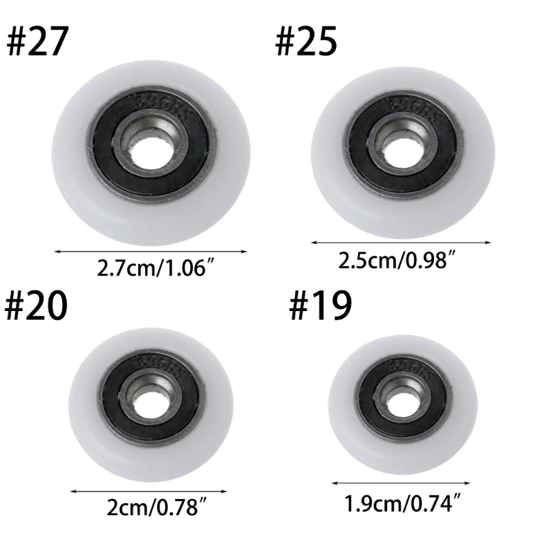 8x Ruote con Cuscinetti a Rulli 18,5/20//25/27mm Ruota a Rulli per Mobile da Bagno per Parte Ricambio per Porta Scorrevole