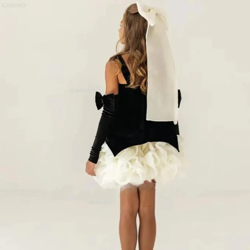 Elegant Children's Dresses Girl's Black Retro Sling Princess DressClothes Birthday Host Show Formal Celebration Pageant Costume