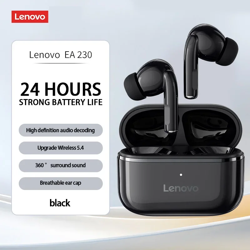Lenovo EA230 Kabellose Kopfhörer, ergonomisch mit Bluetooth 5.4 TWS-Kopfhörern, großem Fassungsvermögen und langer Akkulaufzeit