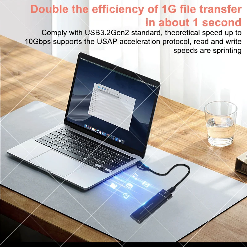 3.1 Dual Protocol NVME/NGFF SATA SSD Type-C 3.1 Disk Tool Free M.6 Hard Disk Box M.2 SSD Case Built-in Metal Heat Sink