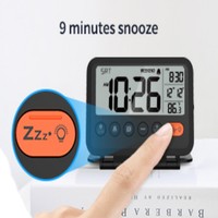 Noklead Fold Mini Travel Clock With Calendar Home Digital LCD Thermometer Clock Traveling Alarm Clock Portable Desktop Clock