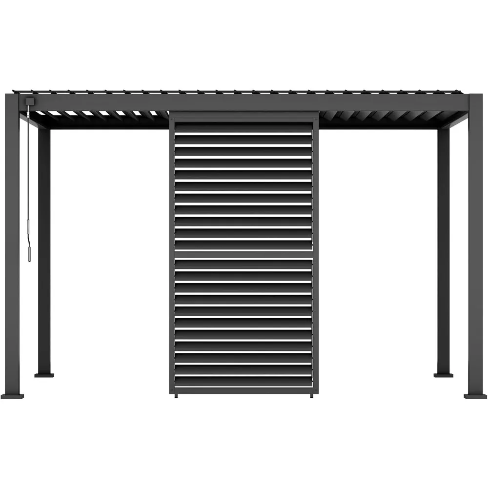 

Shutter Wall 1/3 10' Side, Openable Louvered Design for Optimal Privacy, Sunlight Control, Charcoal, Not Pergola