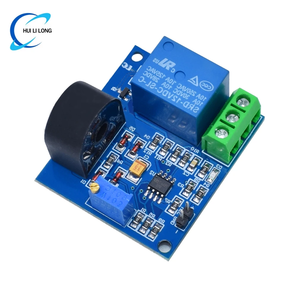 Módulo sensor de protección contra sobrecorriente DC12V 0-5A, sensor de detección de corriente CA, relé, salida de señal de conmutación