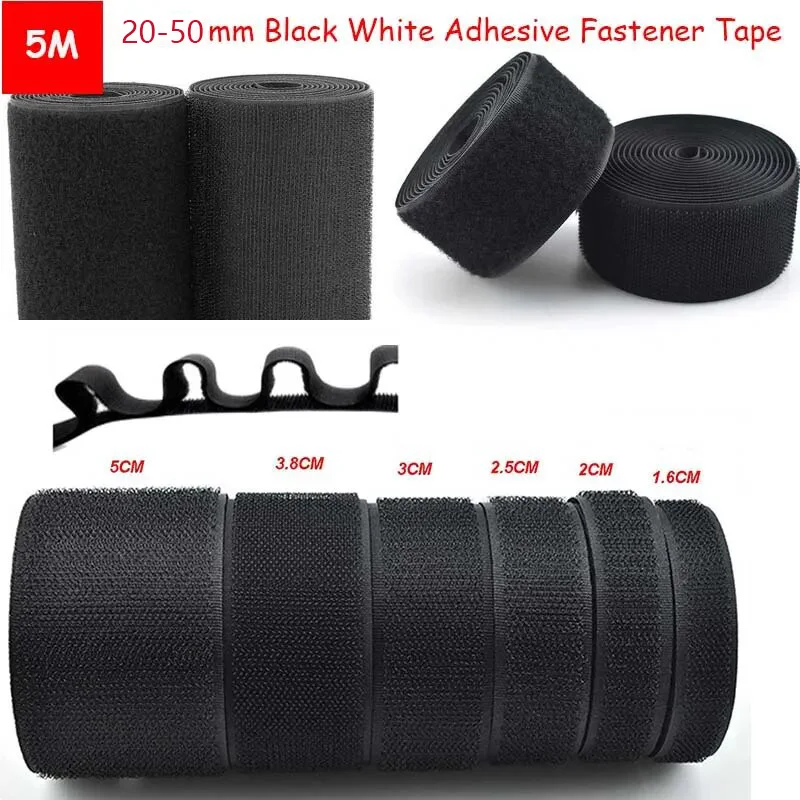 1/3/5Meter Sew on Hook and Loop Non-Adhesive Back Nylon Strip Fabric Fastener Multiple lengths Interlocking Tape for DIY Craft