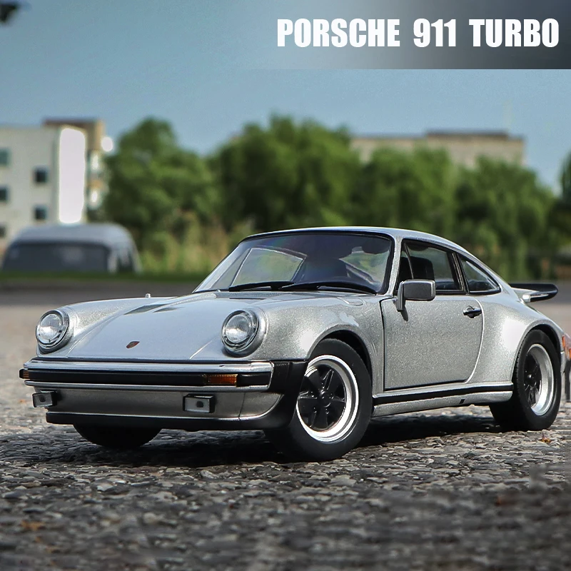 WELLY-Porsche 911 Turbo 3.0 modelo de brinquedo infantil, carro de liga, dietas e veículos de brinquedo, escala miniatura 1:24