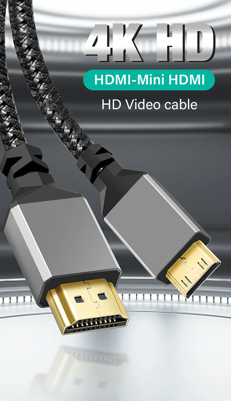 MINI HDMI To HDMI Cable HDMI2.0 2.0 MINIHDMI Male to Male 4K 60HZ HD Adapter Converter 1M 2M 3M 5M 1 2 3 5 Meter Long 30cm Short