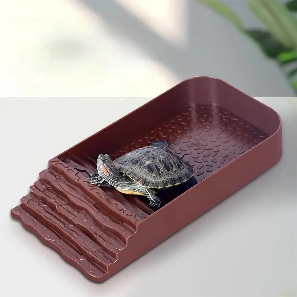 Reptilienrampe, Wassernapfschale, Reptilien-Badebecken-Futternapf mit Rampe, Aquarium-Ornament für Gecko, Schlange, Schildkröte, Eidechsenbad