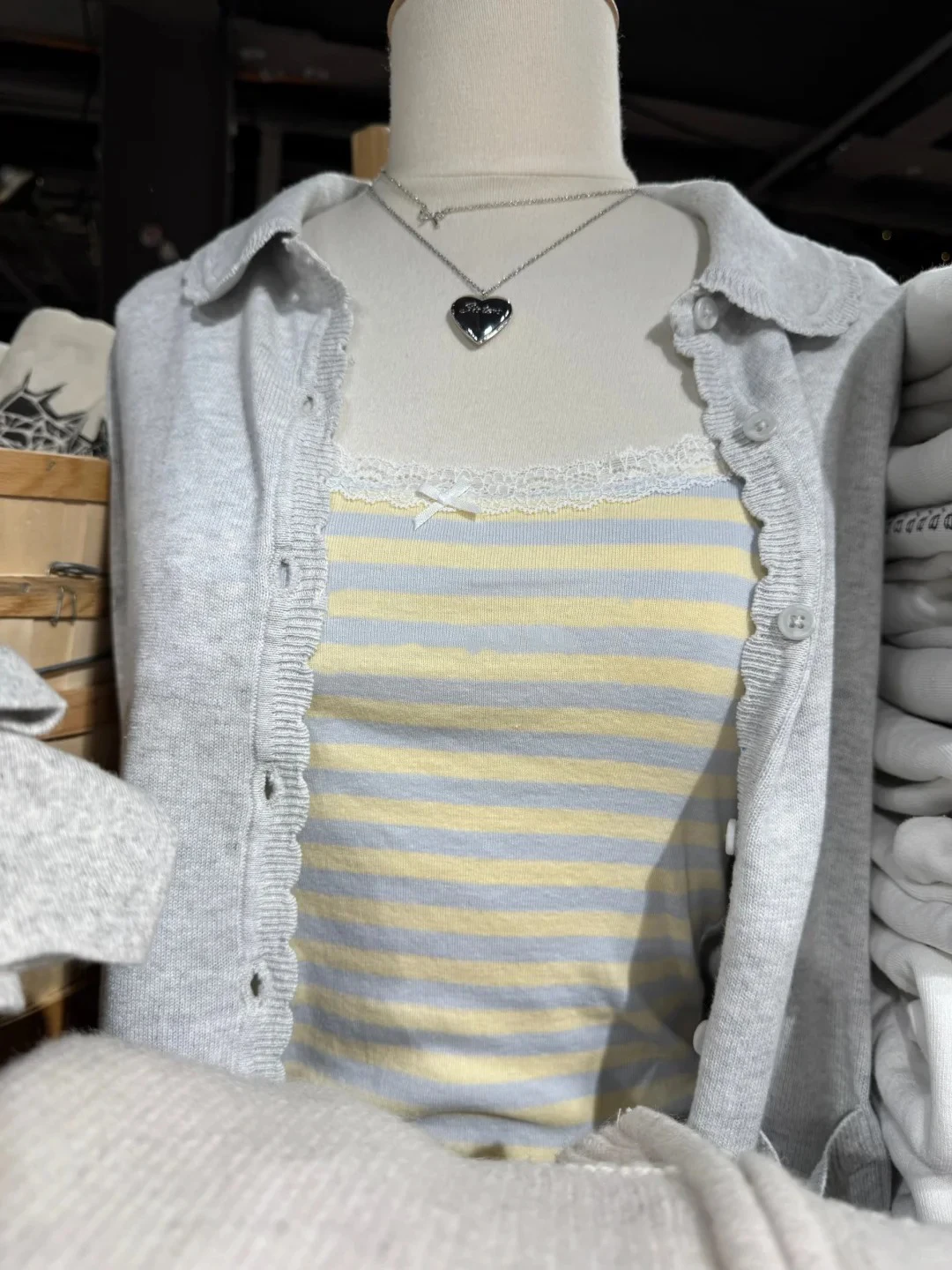 

Simple Gray Pocket Babydoll Top Cardigan Women Autumn New Peter Pan Collar Cotton Knitted JumperPreppy Style Sweet Cute Sweater