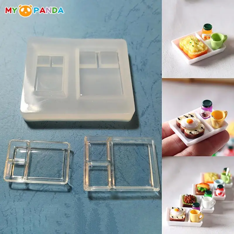 1:12 Dollhouse Miniature Dinner Plate Lunch Box Tray DIY Drop UV Glue Silicone Mold Doll House Kithen Tableware Acc (Only Mold)