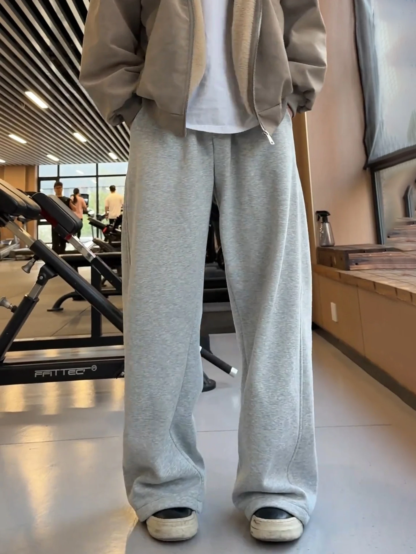 

ay Floral American Sle Curved Knife Fce Lined Loose Casual Pants Men's Autumn Winter Wide Leg Straight Loose Sports Tr...