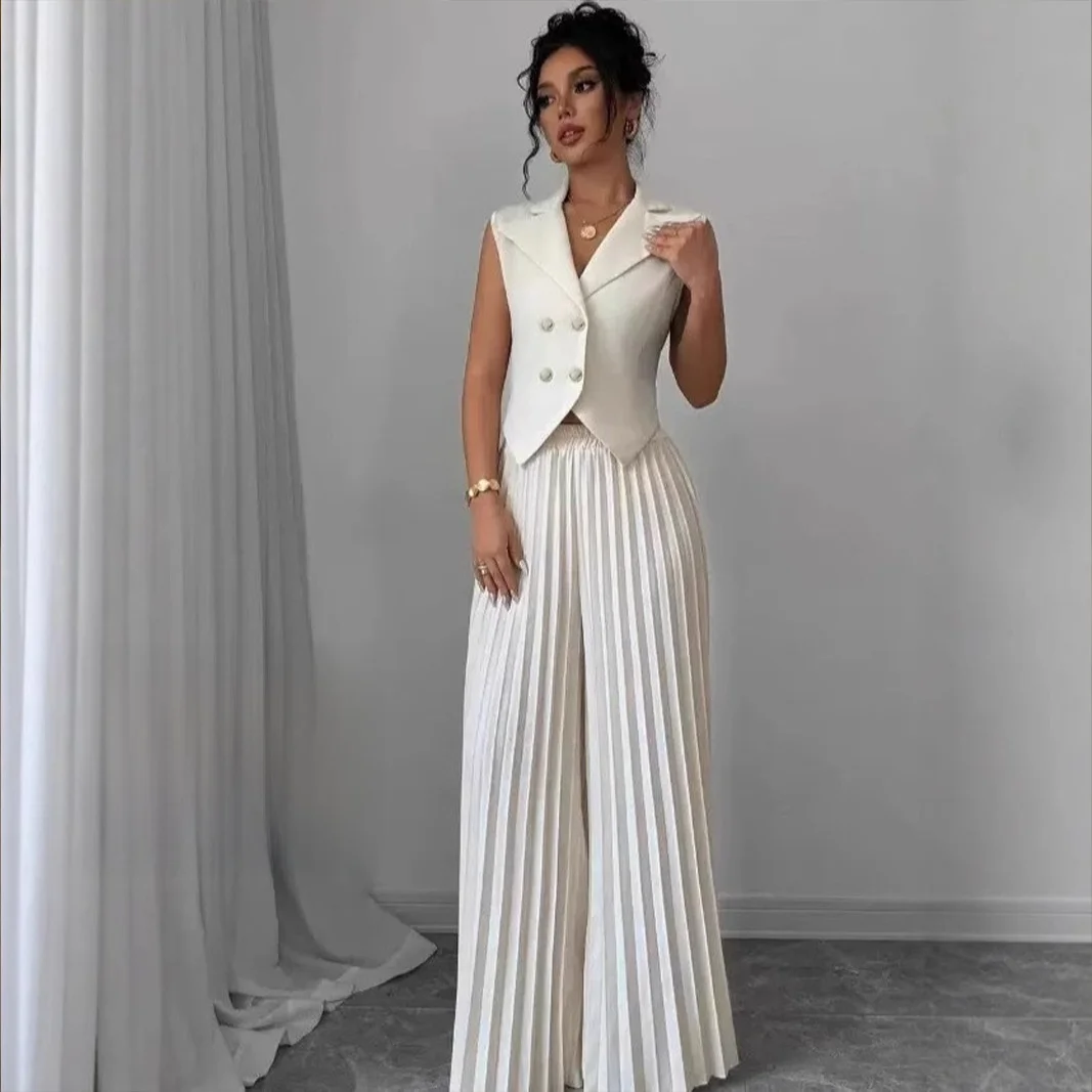 

Fashionable 2026 Spring Women's Vest Skirt Set Korean Casual Style Pleated Skirt Pants Independent Station Cross-Border