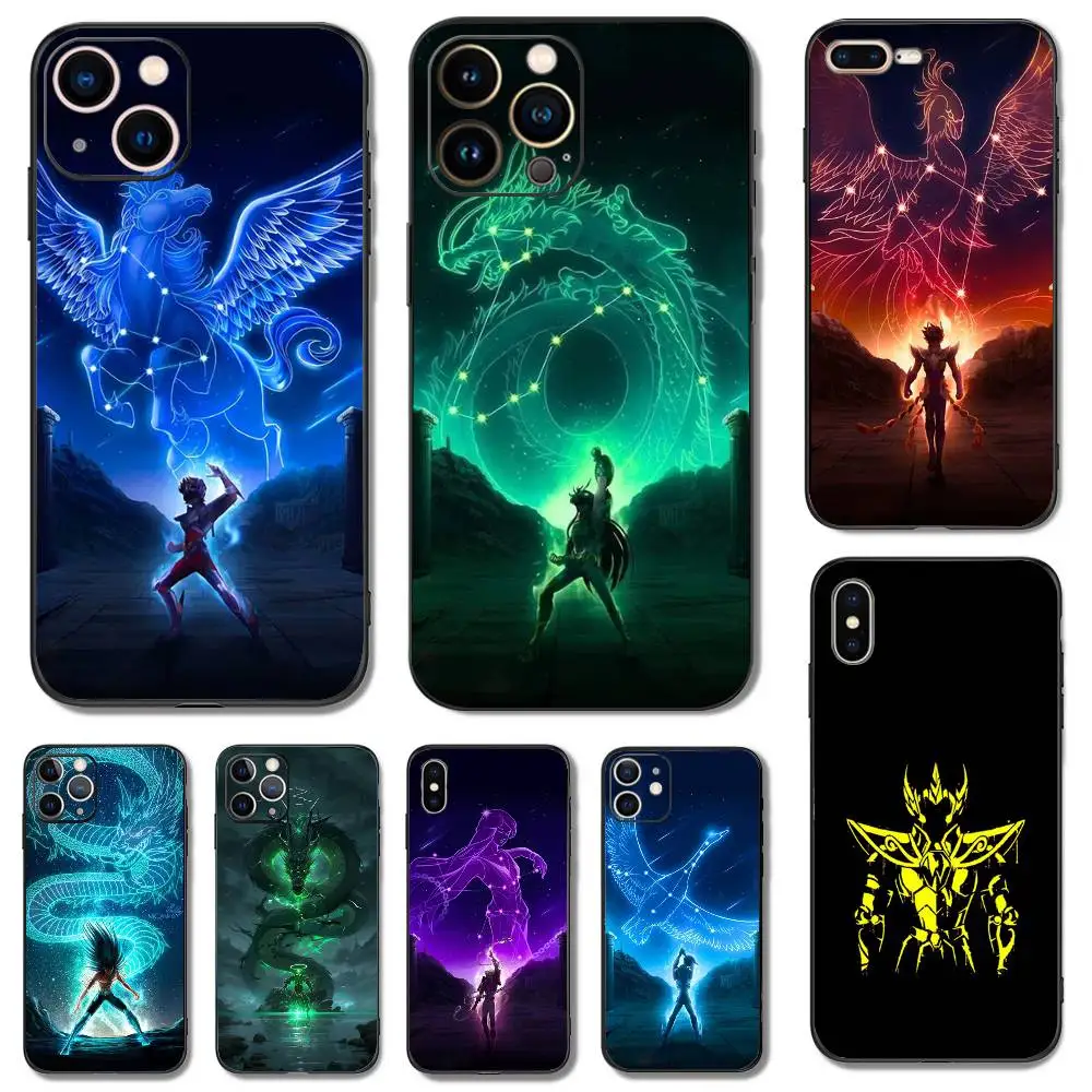 

S-Saint Seiya Knights Phone Case For iPhone 16,15,14,13,12,11,Pro,X,XS,Max,XR,Plus,Mini Soft Silicone Black Shockproof TPU