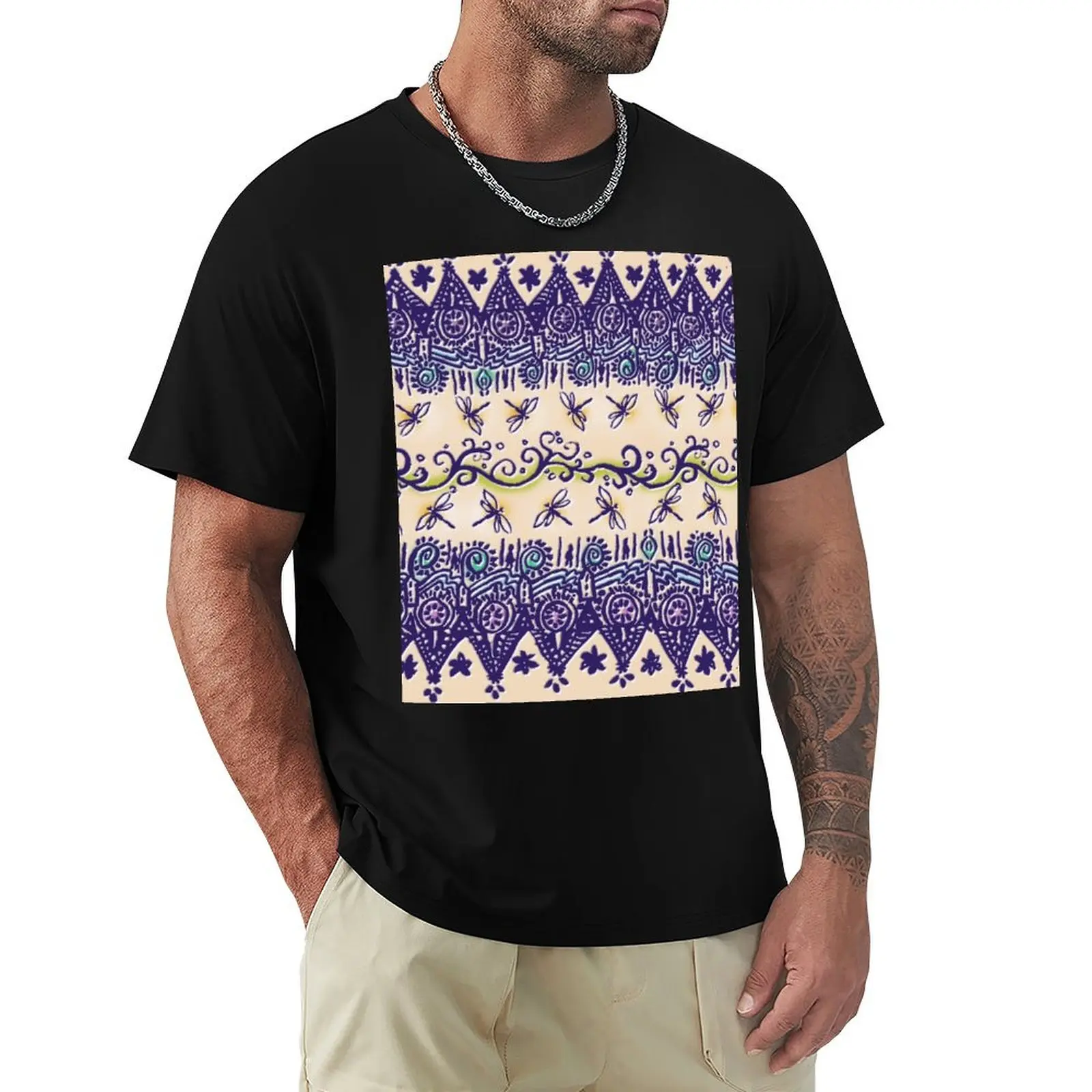 Dragonfly Rustic Peasant Print T-Shirt man t shirts high quality luxury brand T-Shirt