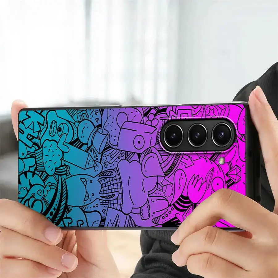 Back Phone Cover Case for Samsung Galaxy Z Fold 7 6 5 4 3 ZFold7 ZFold6 ZFold3 ZFold4 ZFold5 Monster Graffiti