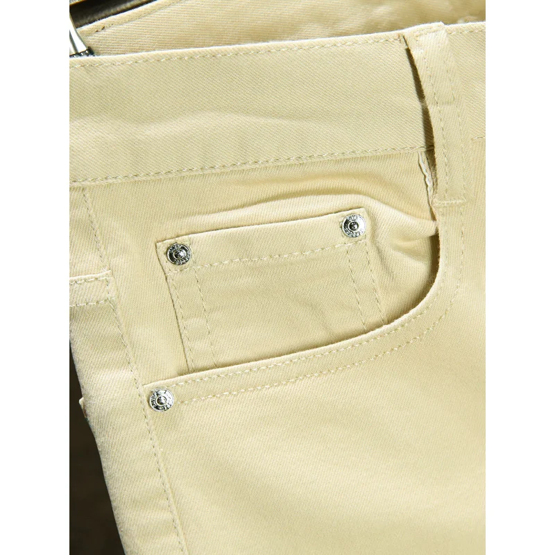 

Summer New Light Luxury Jeans for Men, Small Feet, Slim Fit, Elastic Denim, Back Bag, Personalized Printing, Trendy Casual Pants