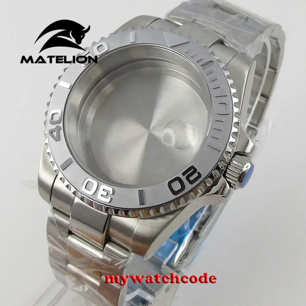 Steel 40mm Gray Ceramic Bezel Watch Case Fit Nh35 Nh36 Eta 2824 Miyota 8215 Movement Water Resistance