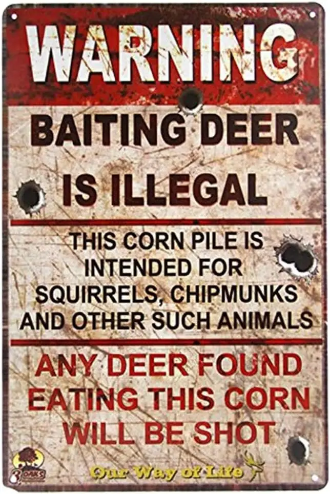 Baiting Deer is Illegal Poster Metal Plaque Vintage Bar Iron painting Metal signage 8x12 inches (3020010)