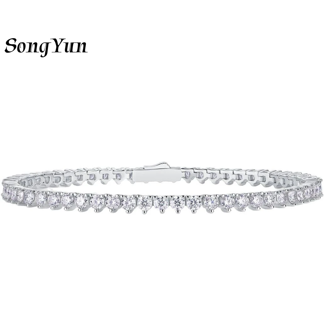 

SONGYUN Brand Jewelry 925 Sterling Silver Bracelet D Color VVS Moissanite Diamond Bracelets for Women 18k Gold Plated Bangle