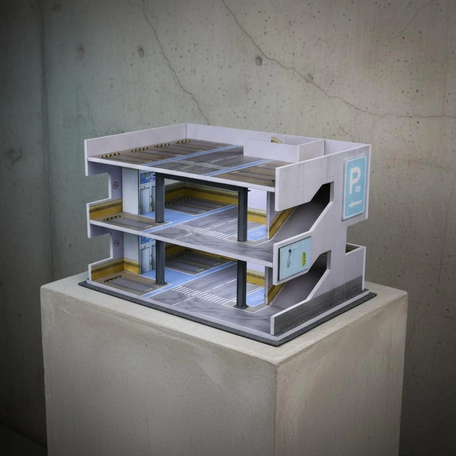 

1:64 Scale Parking Garage Lighted Lighting Japanese Parking Building Model Multi-Level Car Display Case for Desk