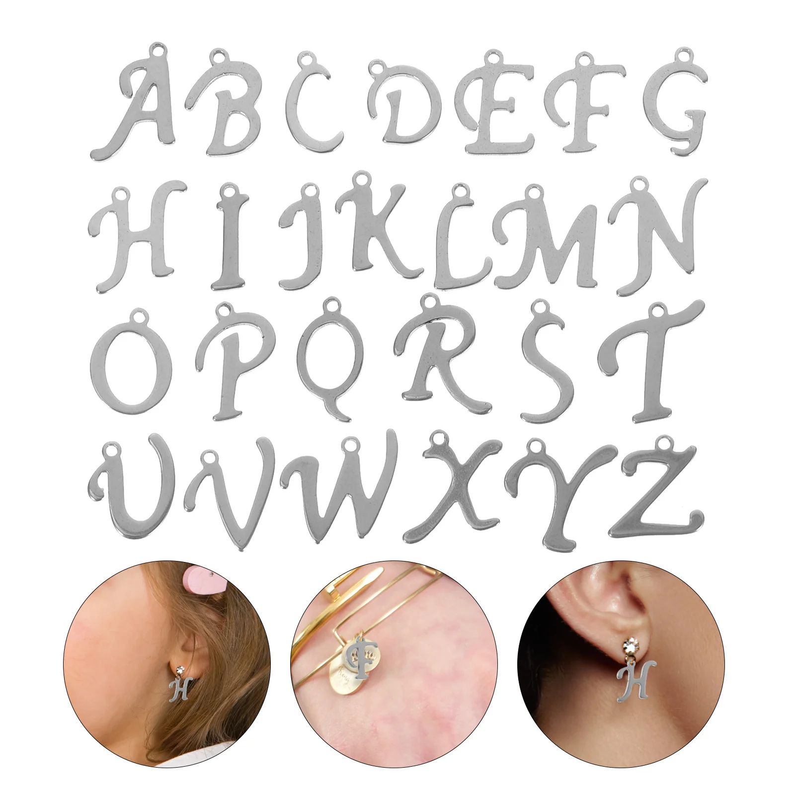 

26 шт., подвески в виде букв алфавита, металлические подвески из нержавеющей стали, DIY изготовление ювелирных изделий, ожерелье, браслет, аксессуары для рукоделия
