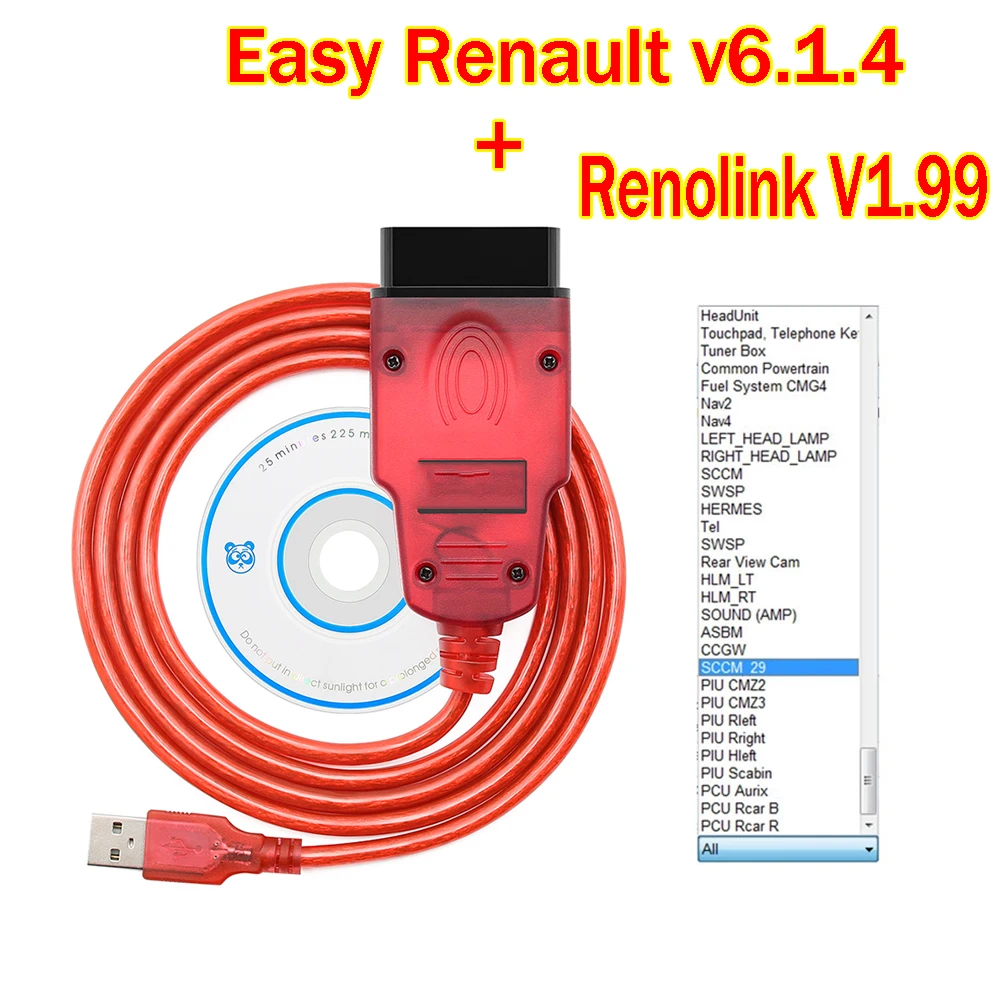 2023  Easy Renault v6.1.4 + Renolink V1.99  OBD2 Diagnostic Interface for Renault  Vehicles ECU Programmer Airbag Code Readers