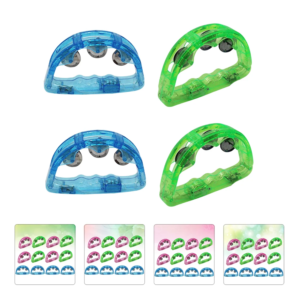 4 Pcs Hand Bell Kids Toys Light up Tambourines Tiny Musical Plastic Child