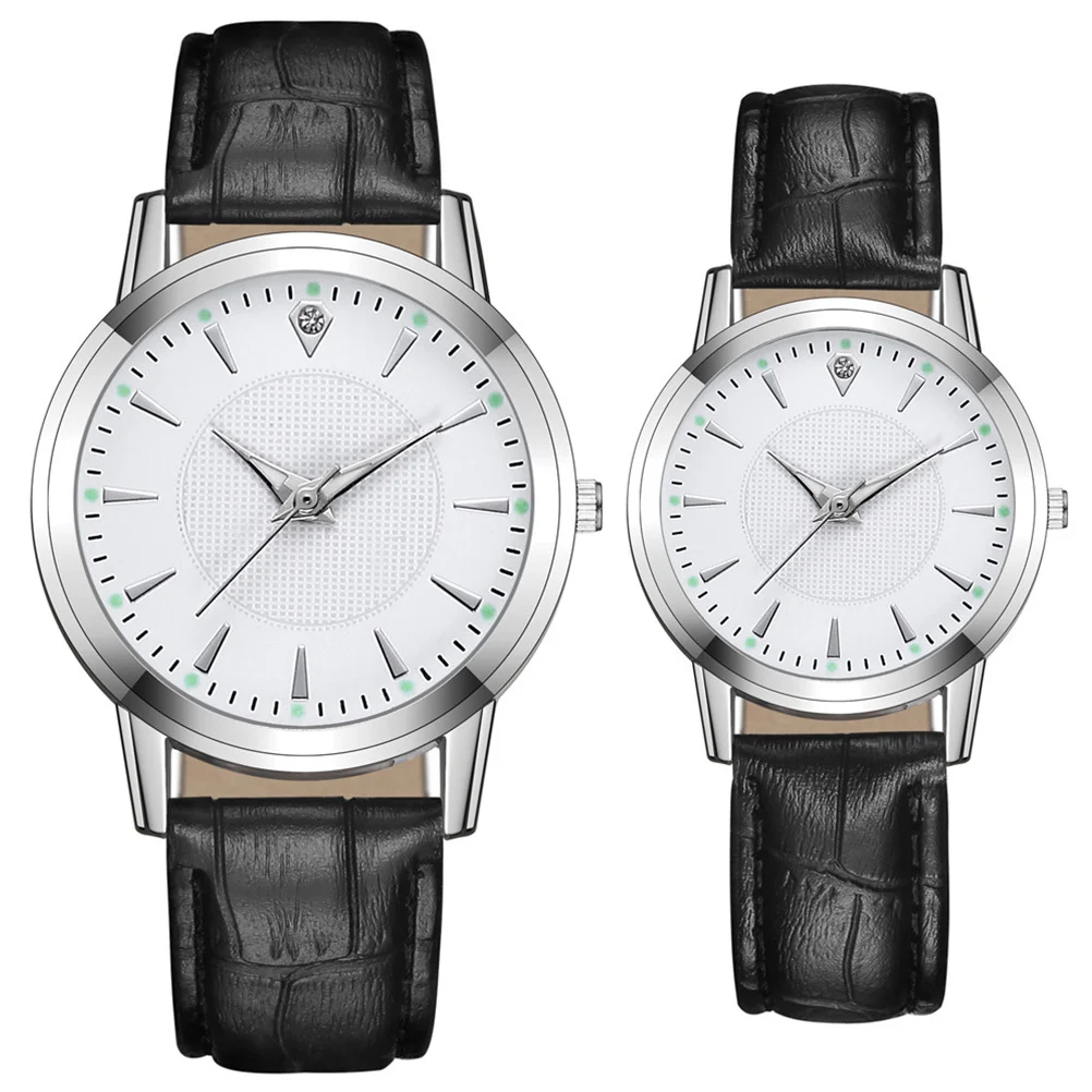 2개 세트 발광 연인 시계 유니섹스 커플 손목시계 패션 스트랩 캐주얼 포멀 로맨틱 선물 발광 연인 시계