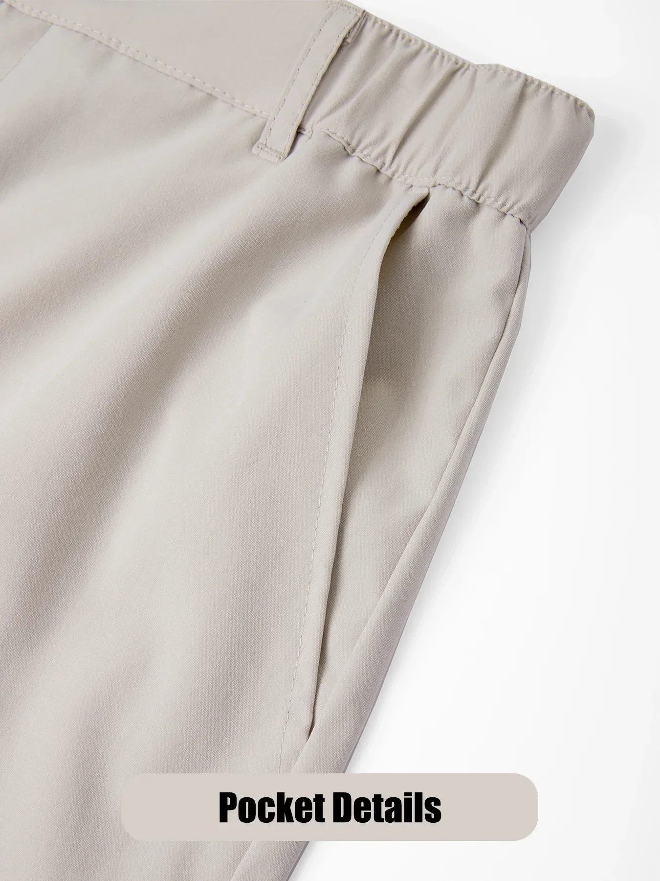 Herren-Cargo-Shorts, Sommer, elastische Taille, gerade Passform, einfarbig, lässige kurze Hose für Strand, Reisen, für den Außenbereich – Detail 10