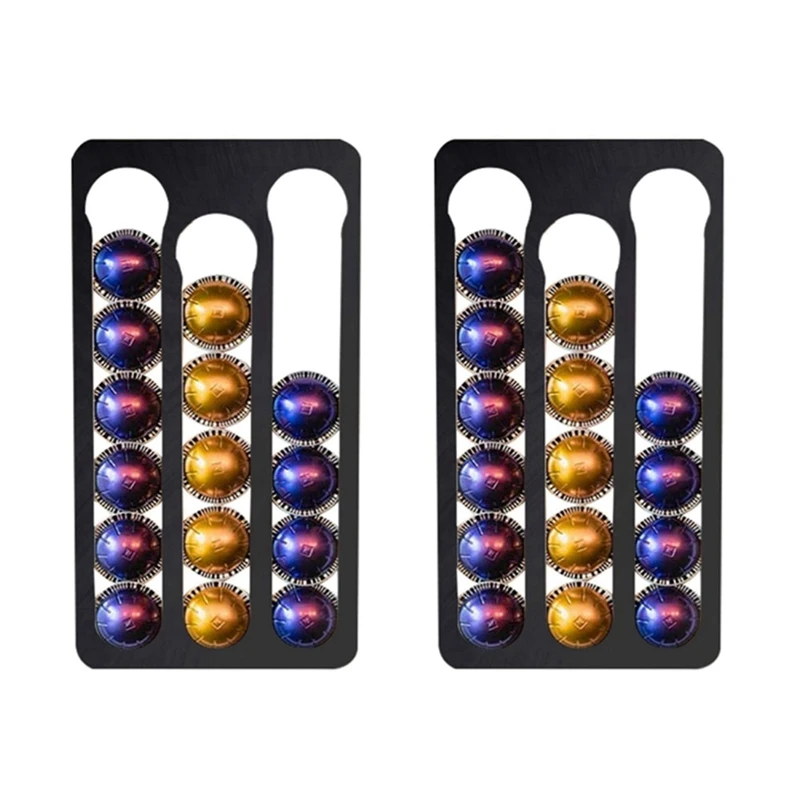 

2X Coffee Pod Holder For Nespresso Vertuo Capsules,Wall-Mounted Storage Rack For Coffee Capsules,Capacity:17,Black