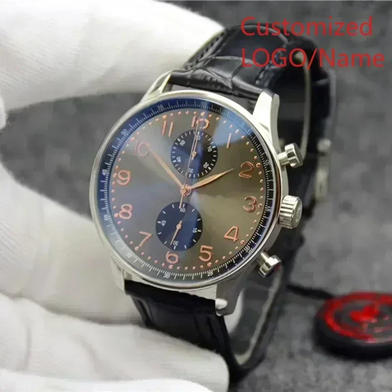 A88 Store 43mm ساعة ميكانيكية أوتوماتيكية البرتغالية سلسلة فاخرة رجال الأعمال أسود أبيض ساعة اليد جلدية مخصصة