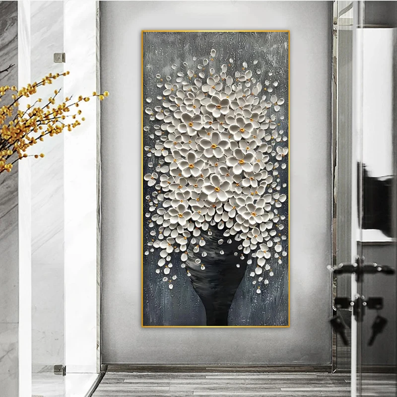 Big Size Abstract Flower in Vase Canvas Painting Wall Art Picture Modern Posters for Living Room Home Decoration One Piece