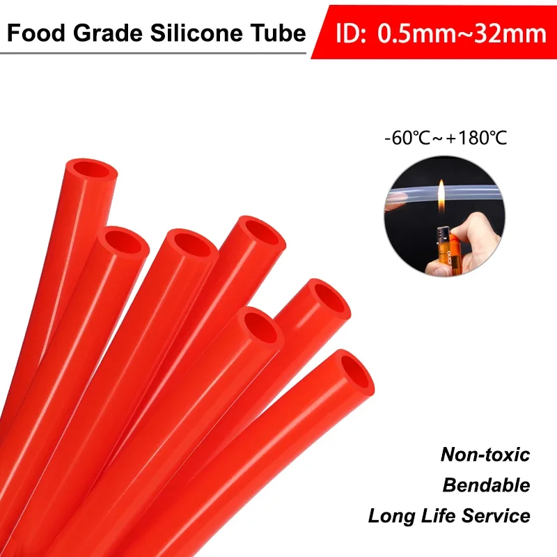 

1/3/5/10M Food Grade Silicone Tube Red Flexible Rubber Hose Flexible Nontoxic Tasteless Aquarium Garden Water Pipe