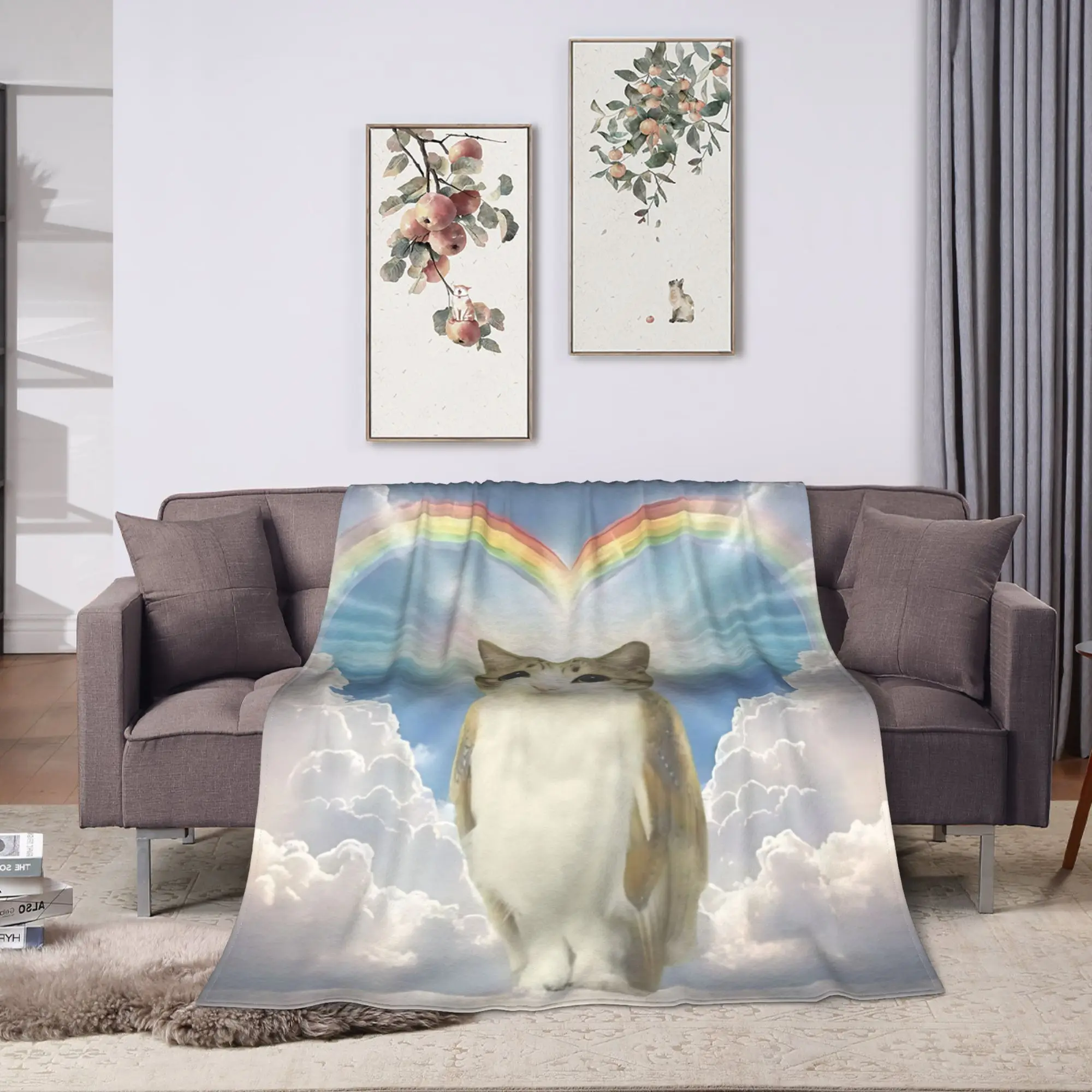 Internet Famous Meowl Cat Owl Meme Blanket  Travel Flannel Throw Blanket For Home Decor Warm Custom DIY  Bedspread Birthday Gift