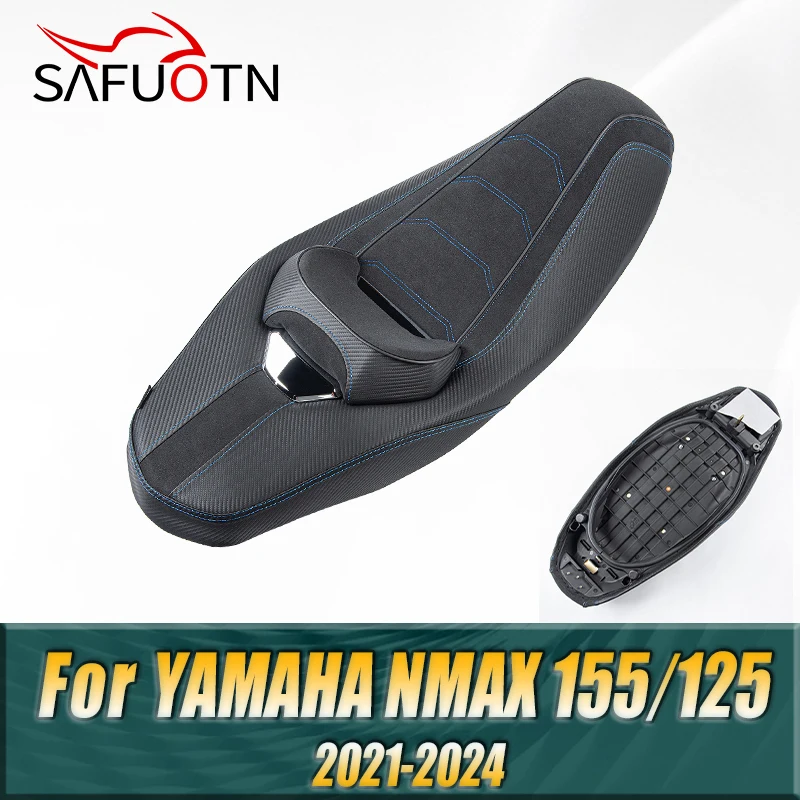 WOLFLINE One-Piece Seat Cushion For Yamaha NMAX 155 NMAX 125 2021-2024 2-UP Front Driver Rear Passenger Seat Saddle comfort
