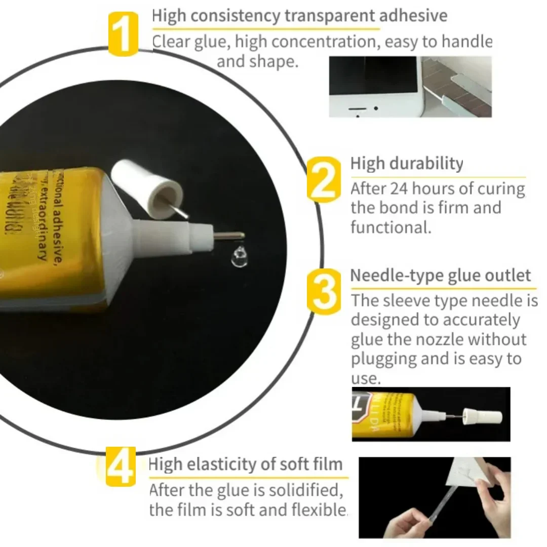 T7000 Universal DIY Glue black Contact Phone Repair Adhesive Electronic Components Glue With Precision Applicator Tip